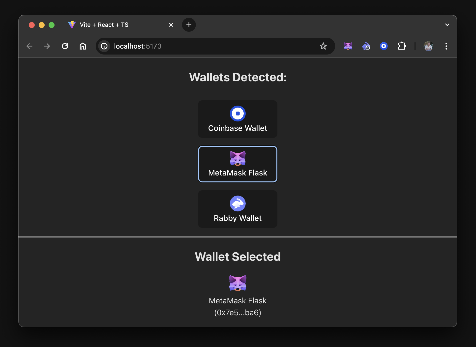MetaMask wallet interface