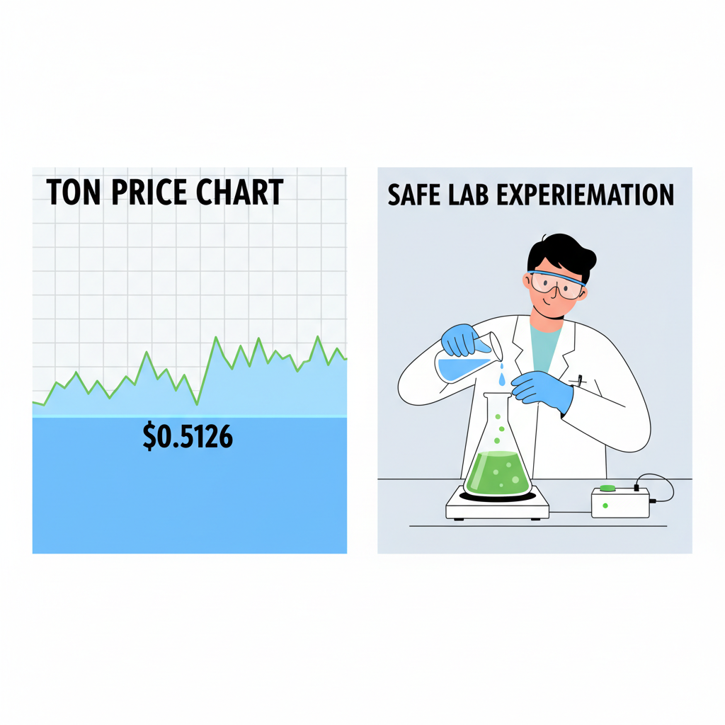 stable TON price chart at $0.5126, safe lab experimentation with mixers