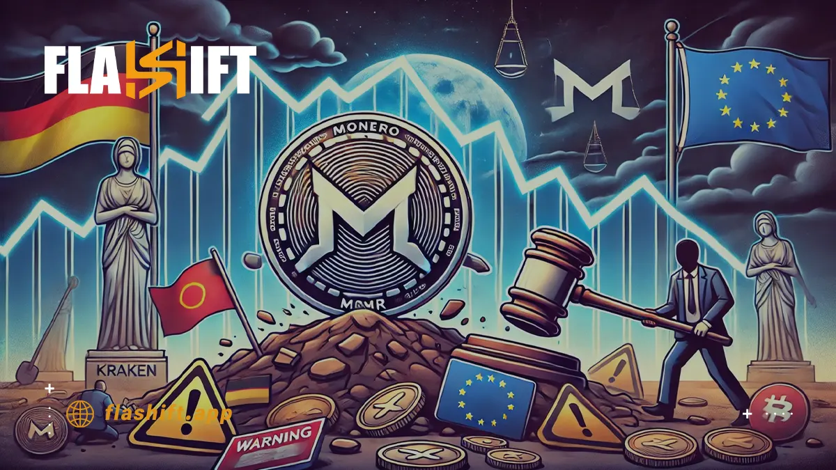 Illustration of a regulated cryptocurrency mixer balancing privacy and compliance in 2024, featuring symbols of digital privacy and legal regulation.